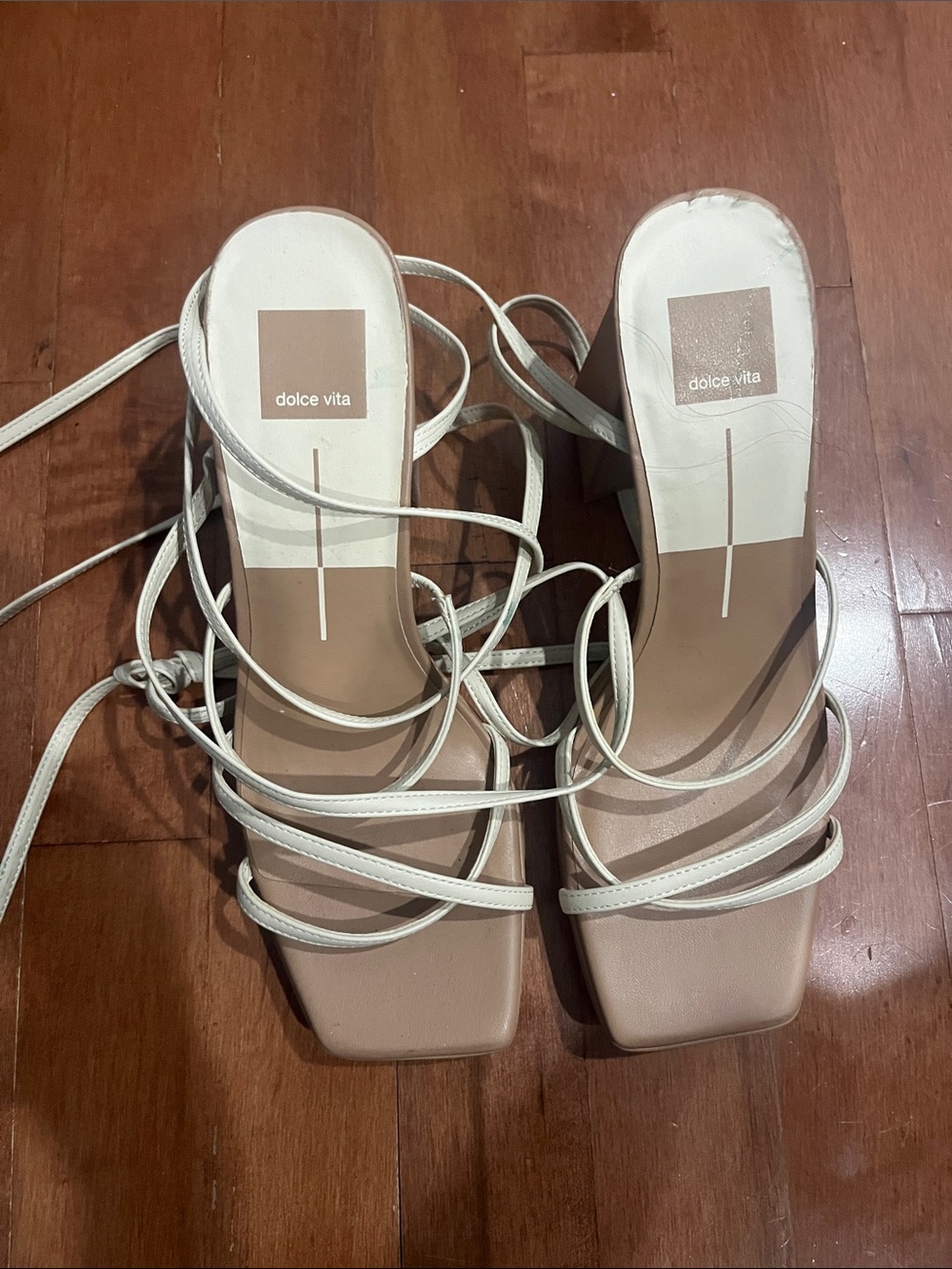Dolce Vita White Strappy Lace-Up Block Heel Sandals- 3 for 50 on bundles